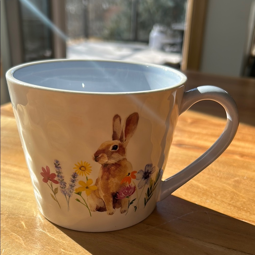 Harvest Green Studio Easter Bunny Floral Ceramic Textured Easter Mug